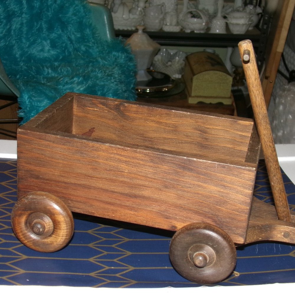 hand made wooden wagon plant holder or what ever.